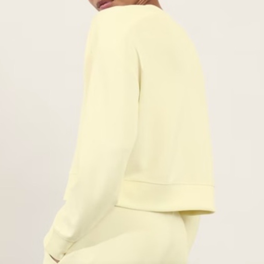 ATHLETA SEASOFT RIB CREW SWEATSHIRT M Pale Yellow